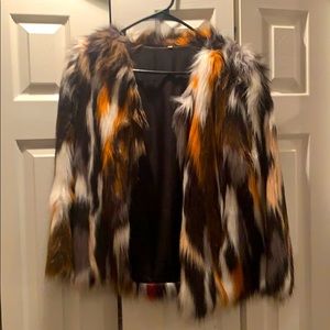 Multi-color faux fur jacket